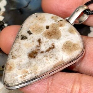 Garnet in Limestone Pendant 2 1/4”